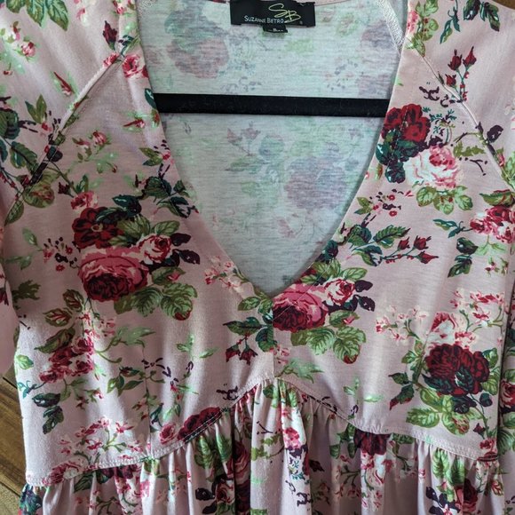 π 4 for $25 π Pink Floral Boho Bell Sleeve Babydoll Top Women's Size Small - Picture 5 of 9